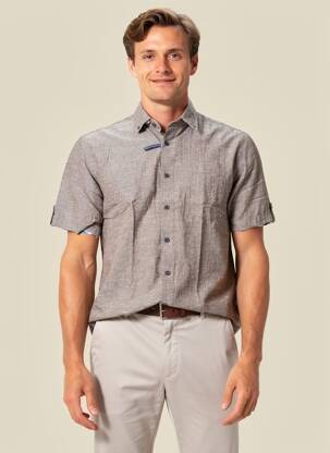 Chemise manches courtes coupe droite marron REDMOND homme