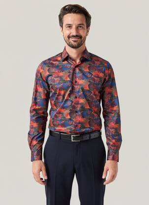 Chemise manches longues imprimé fantaisie bleu MARVELIS homme