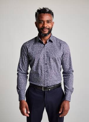 Chemise manches longues imprimé fantaisie bleu MARVELIS homme