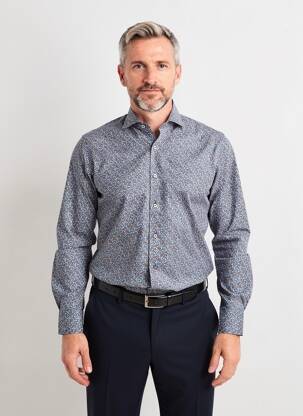 Chemise manches longues imprimé fantaisie bleu MARVELIS homme