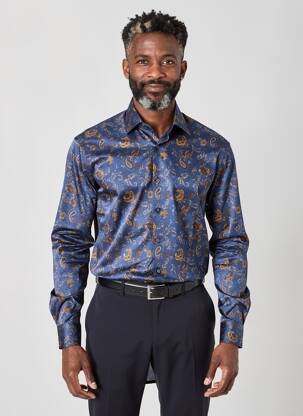 Chemise manches longues coupe cintrée bleu MARVELIS homme