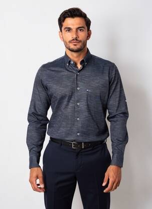 Chemise manches longues poches bleu DARIO BELTRAN homme