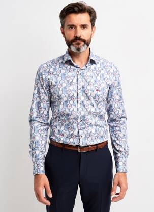 Chemise manches longues imprimé fantaisie bleu DARIO BELTRAN homme