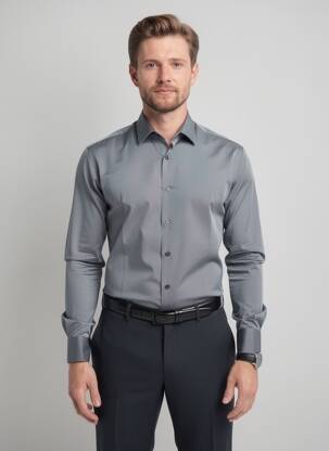 Chemise manches longues coupe droite gris MARVELIS homme