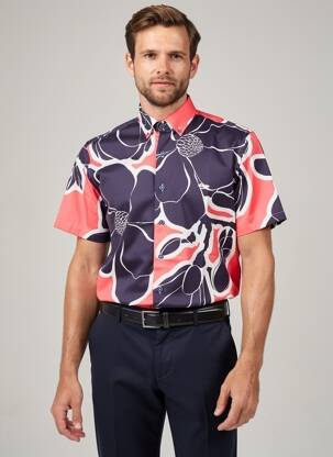 Chemise manches courtes coupe cintrée bleu DARIO BELTRAN homme