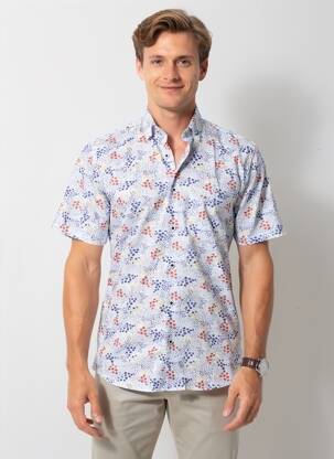 Chemise manches courtes poches bleu DARIO BELTRAN homme