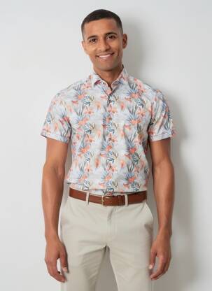 Chemise manches courtes imprimé tie and dye orange DARIO BELTRAN homme