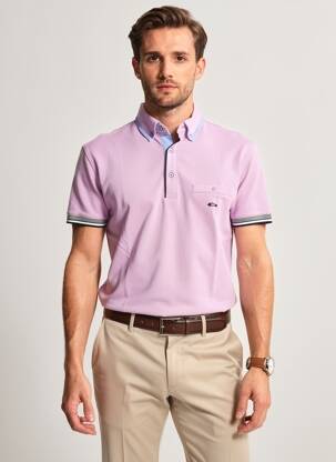 Polo stretch manches courtes violet DARIO BELTRAN homme