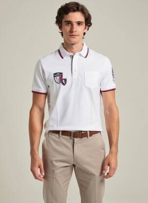 Polo tissage jersey manches courtes blanc CAMBERABERO homme