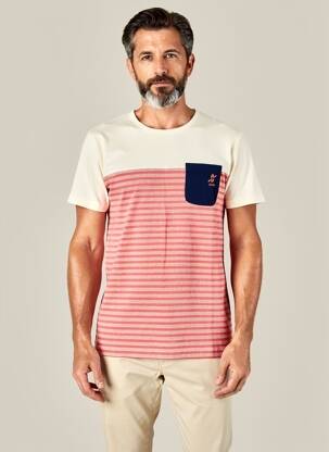 T-shirt coupe cintrée manches courtes beige ELLE EST OU LA MER homme