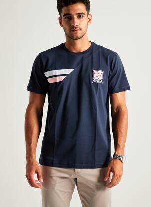 T-shirt broderie manches courtes bleu CAMBERABERO homme