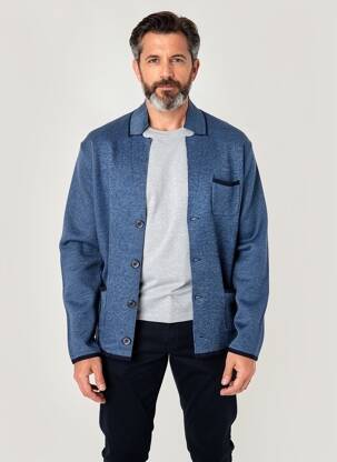 Gilet manches longues tissage chiné bleu MARVELIS homme