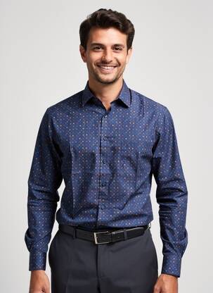 Chemise manches longues imprimé fantaisie bleu MARVELIS homme