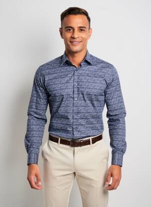 Chemise manches longues poches bleu MARVELIS homme