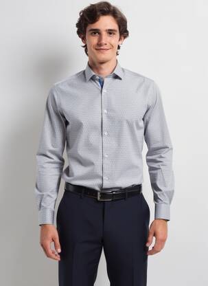 Chemise manches longues imprimé fantaisie gris FOXX homme