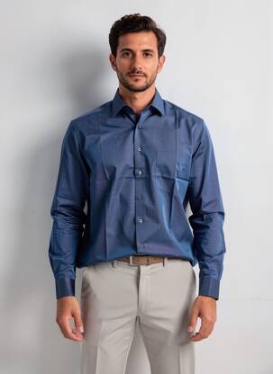 Chemise manches longues poches bleu MARVELIS homme