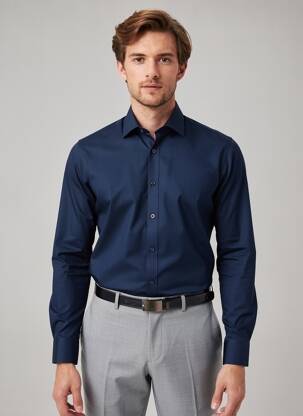 Chemise manches longues coupe cintrée bleu MARVELIS homme