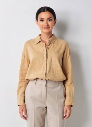 Chemisier coupe cintrée manches longues beige C'EST BEAU LA VIE femme