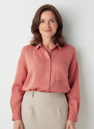 Chemisier tissage crêpe manches longues rose ANDAM femme