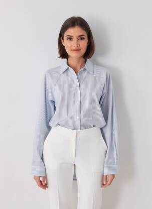 Chemisier coupe droite manches longues bleu PLEASE femme