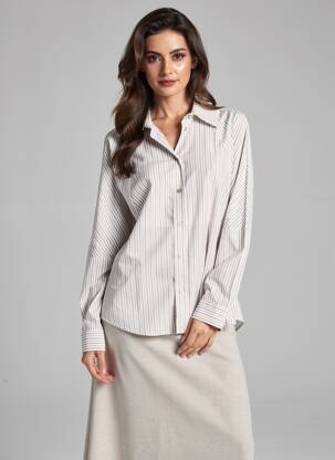 Chemisier coupe droite manches longues marron PLEASE femme