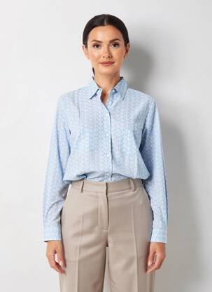 Chemisier coupe cintrée manches longues bleu TERRE ROUGE femme