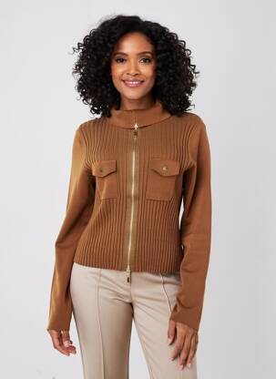 Gilet manches courtes coupe cintrée marron LOLA CASADEMUNT femme