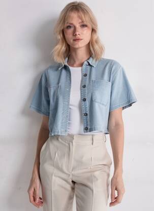 Veste casual coupe droite bleu PLEASE femme