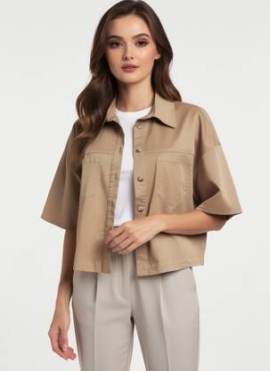 Veste casual coupe droite marron PLEASE femme