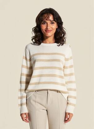 Pull stretch manches longues beige SIGNE NATURE femme