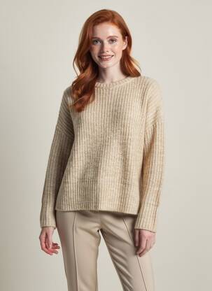 Pull tissage chiné manches longues beige ARTLOVE femme