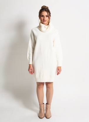 Robe pull stretch manches longues beige CARTA LIBERA femme