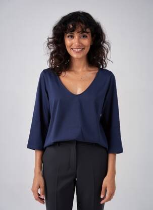 T-shirt manches 3/4 manches 3/4 bleu YERSE femme