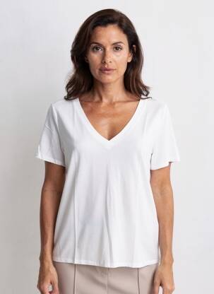 T-shirt col v manches courtes blanc LOKITA femme