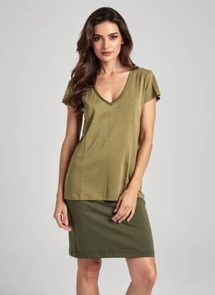 T-shirt col v manches courtes vert FREEMAN T.PORTER femme