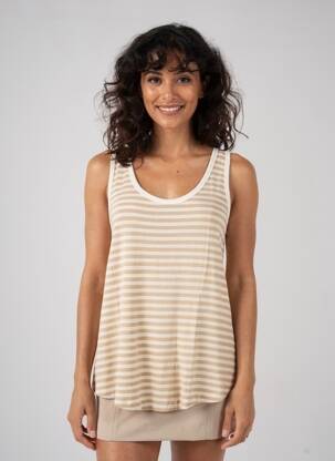 Débardeur stretch sans manche beige PAKO LITTO femme