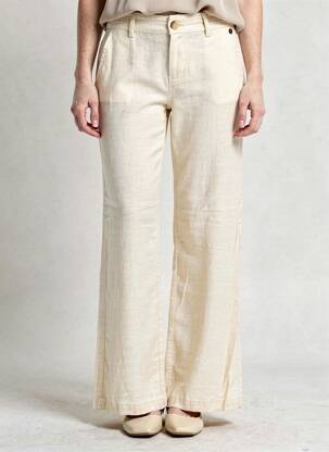 Pantalon large fermeture zippée sous rabat boutonné taille normale beige FREEMAN T.PORTER femme
