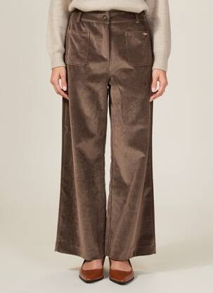 Pantalon large fermeture zippée sous rabat boutonné taille normale marron PAKO LITTO femme