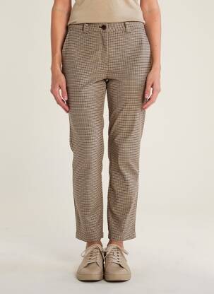 Pantalon chino fermeture zippée sous rabat boutonné taille normale marron C'EST BEAU LA VIE femme