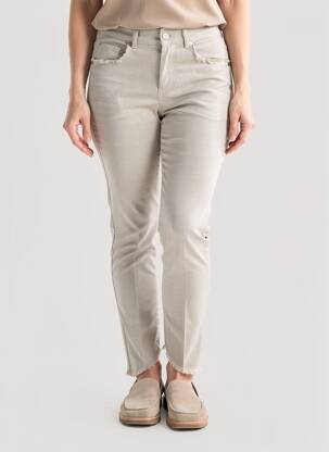 Pantalon slim tissage popeline taille normale beige PARA MI femme