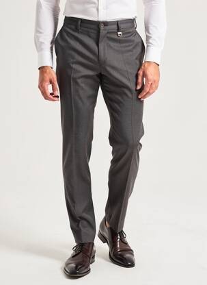 Pantalon slim tissage chiné taille normale marron LUCAN homme