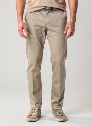 Pantalon chino tissage popeline taille normale marron LCDN homme