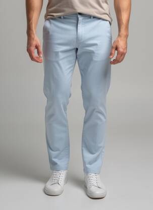 Pantalon chino tissage popeline taille normale bleu LCDN homme