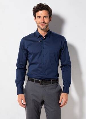 Chemise manches longues poches bleu REDMOND homme
