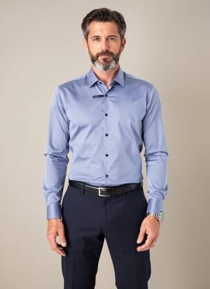 Chemise manches longues coupe droite bleu REDMOND homme