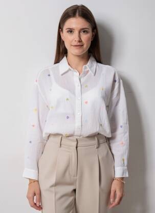 Chemisier coupe droite manches longues blanc TEDDY SMITH femme