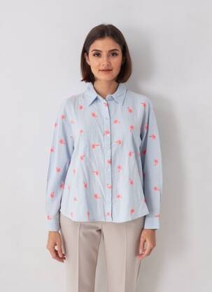 Chemisier coupe droite manches longues bleu TEDDY SMITH femme