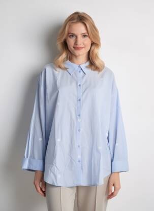 Chemisier coupe droite manches longues bleu VERO MODA femme