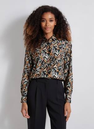 Chemisier imprimé fantaisie manches longues noir ONLY femme