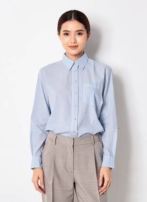 Chemisier tissage crêpe manches longues bleu ONLY femme